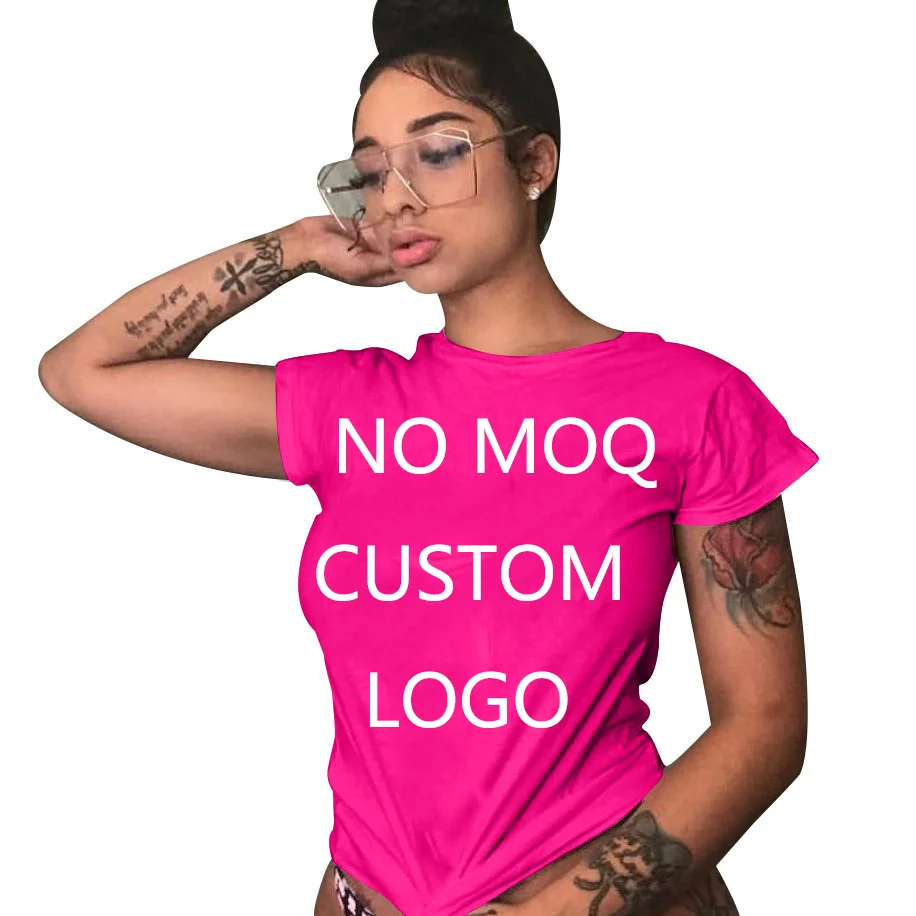 

Custom T Shirt Fashion Tops Girl Logo Graphic Plain T-shirts Oversized Tshirt for Womans