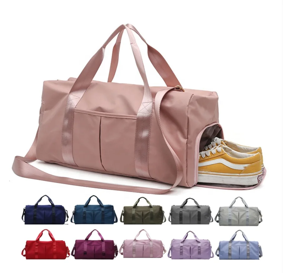 

Overnight Weekend Travel Pink Travel Bags Dry Shoulder Tote Wet Separated Fitness Sports Gym Duffel Bag with Shoes Compartment, Colorful