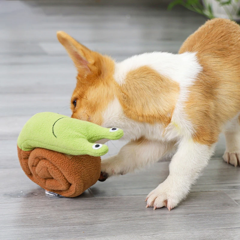 

IQ Puzzle Molar Teeth Leaking Fleece Pet Sounding Plush Toys Magic Snail Sniffing Dog Toys Training, As photo