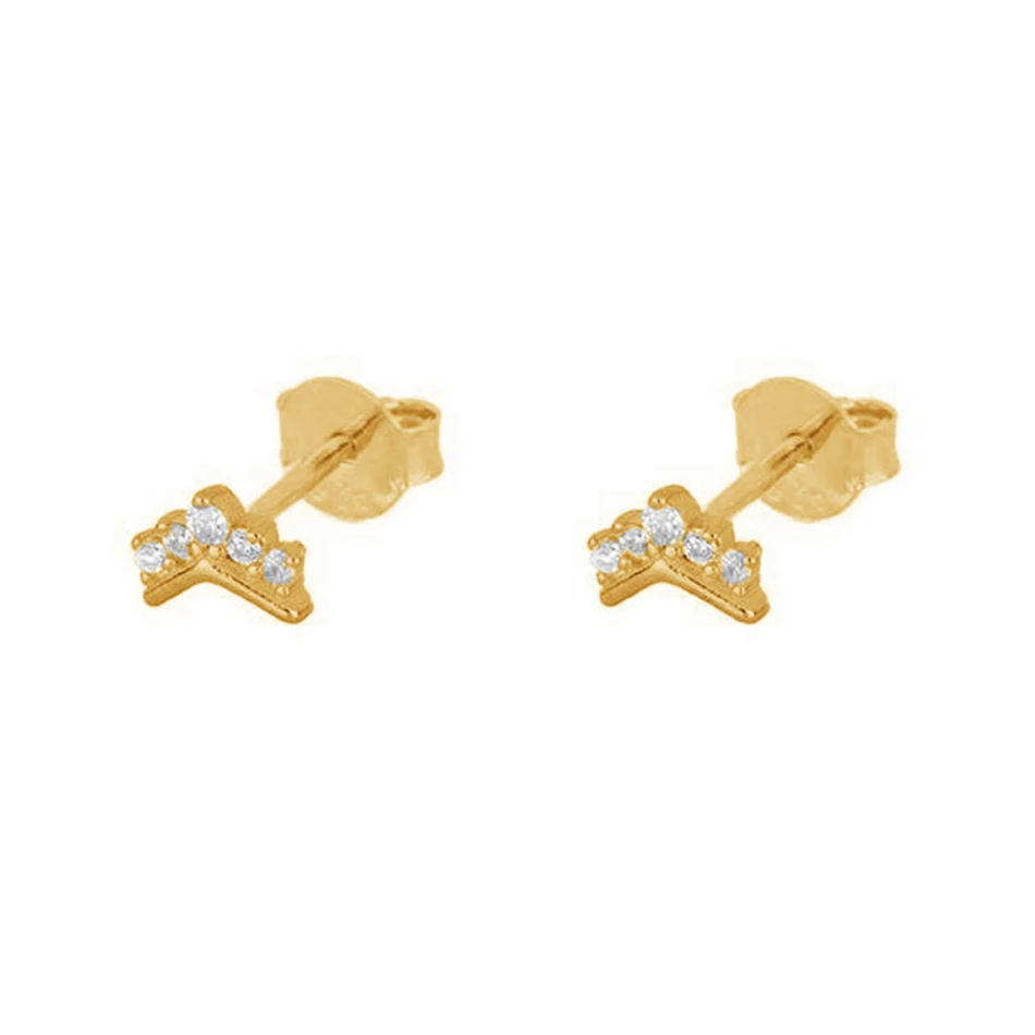 

925 sterling silver v shaped earrings 18k gold plated classic jewelry pendientes rei stud earrings for women