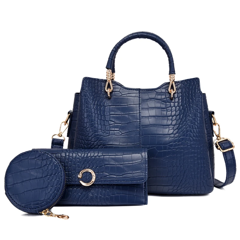 

Custom model latest classical 3 pcs unbranded big handbags shoulder hand bags set made in china, White/black/red/blue/pink