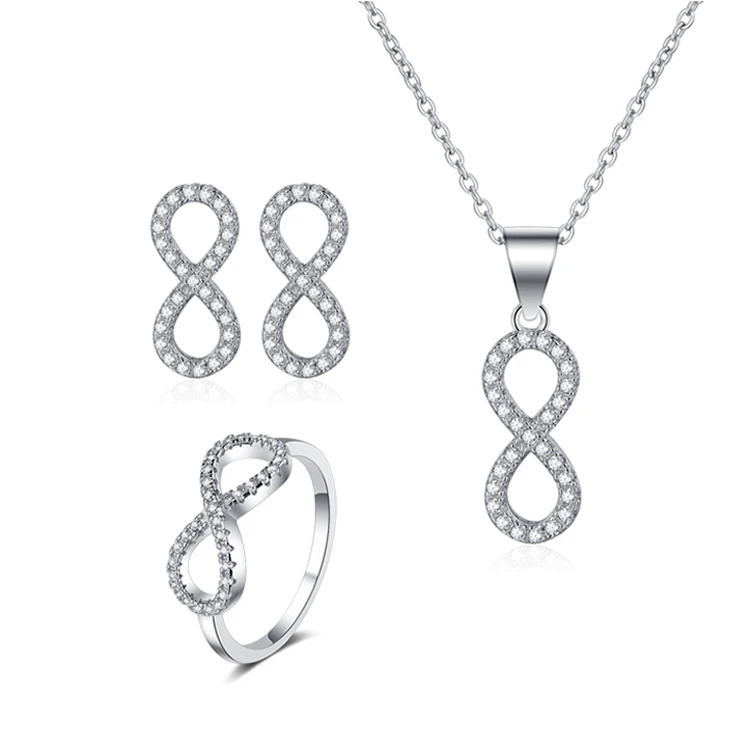925 Sterling Silver Vertical Infinity Black CZ Necklace