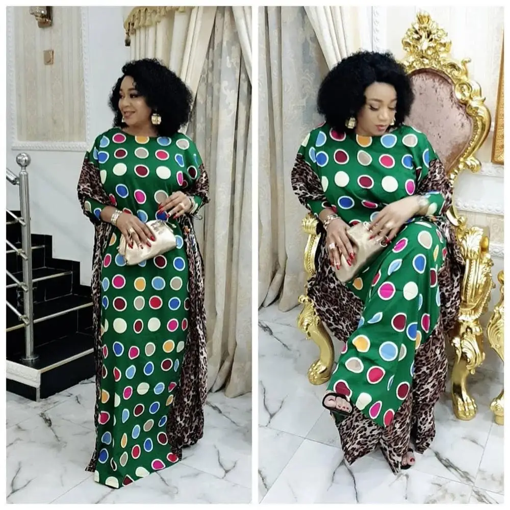 

Muslim Arabic modest long robe leopard printed chiffon long dress, Picture color or customized