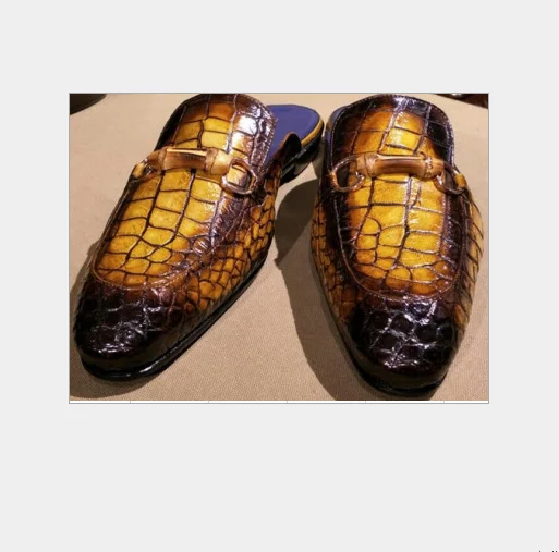 

Men's slippers summer 2020 new comfortable low heel square heel men's shoes Baotou snake skin pattern slippers, Yellow, blue, lake blue, beige