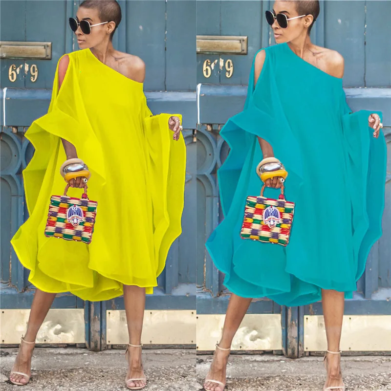 

2020 Loose chiffon new style plus fat size women party long dress, Shown