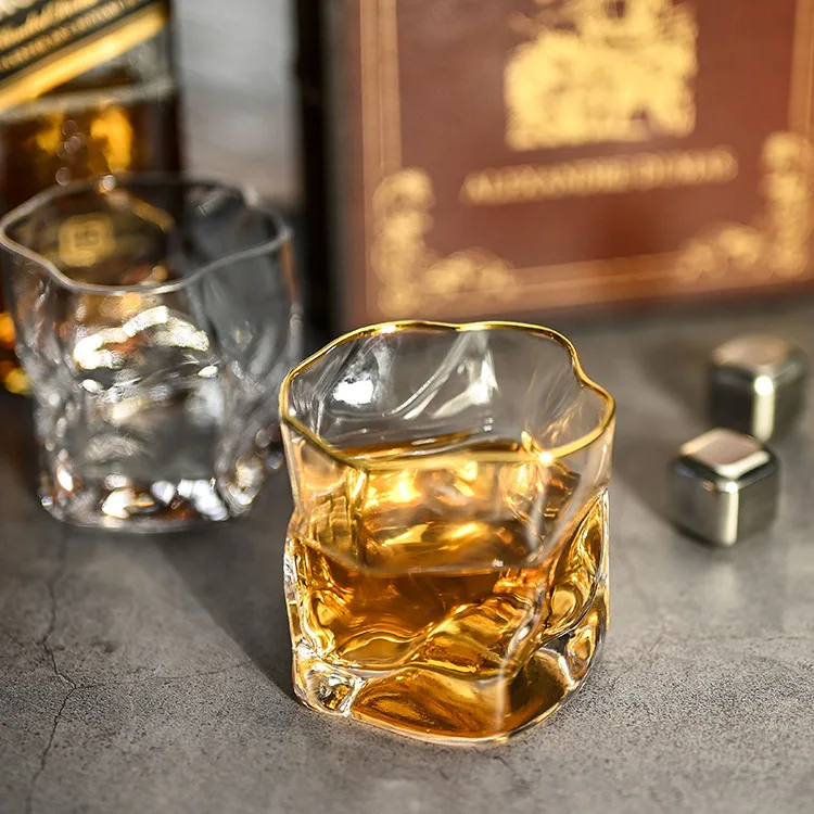 

Twisted Japanese Style Whiskey Glass Factory Wholesale Glass Clear Water Bottles Reusable Coffee Glass Cup Crystal Cup, Stocked