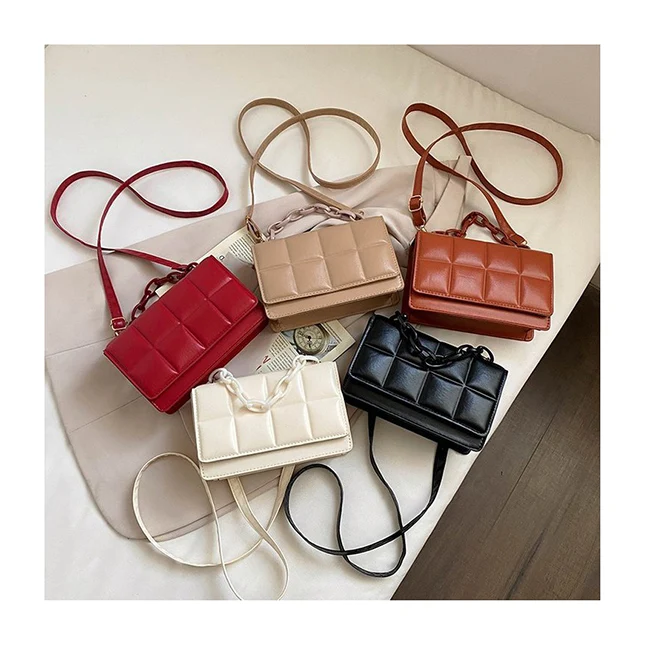

Korean 2022 Vintage Designer Plaid Acrylic Chains Shoulder Messenger Purses Fashion Luxury Handbags For Women Sac a Main Femme