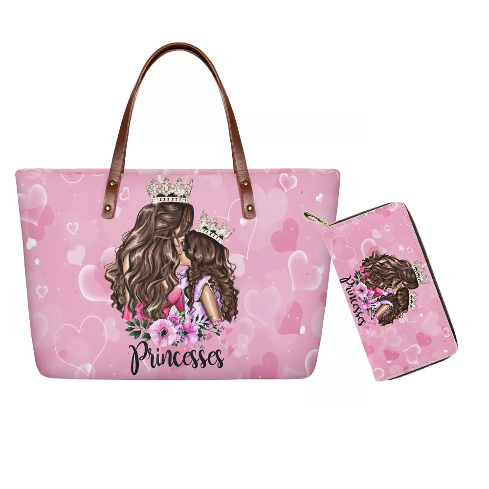 

Super Mom Design Handbag Bag Printed Brand Fashionable Luxury Tote Bag 2pcs Women Purses Shopping Bag, Customized color