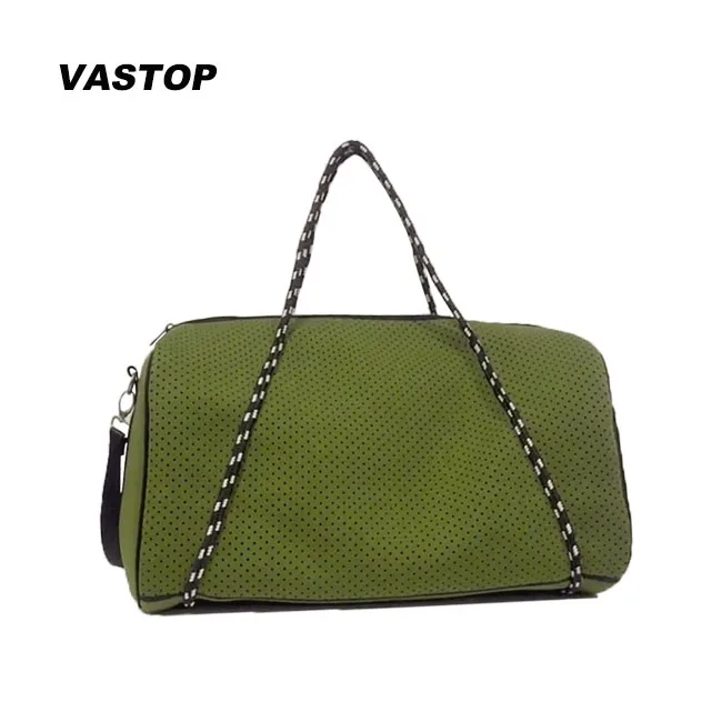 

travel foldable waterproof duffel bag neoprene gym yoga zipper tote duffel bag women, Black