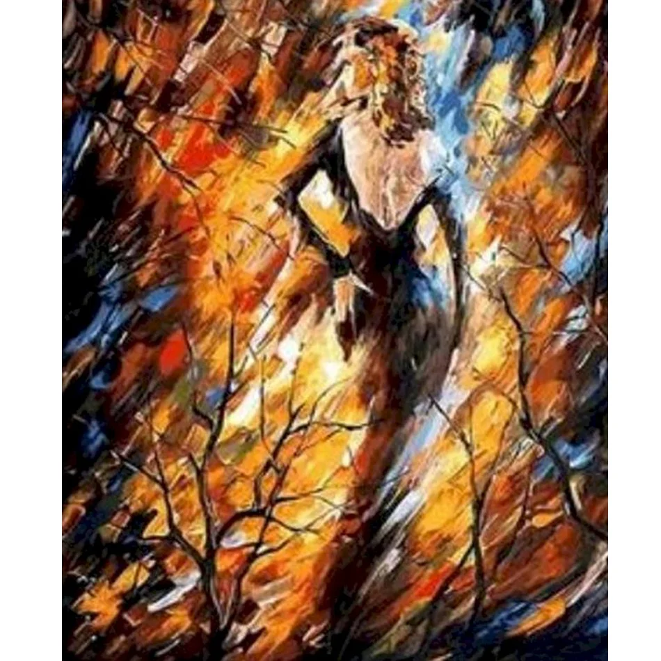 Painting by Numbers for Adults Kits Abstract Colorful Women Diy Gift Handmade Picture for Home Decors 40x50cm/16x20inch With
