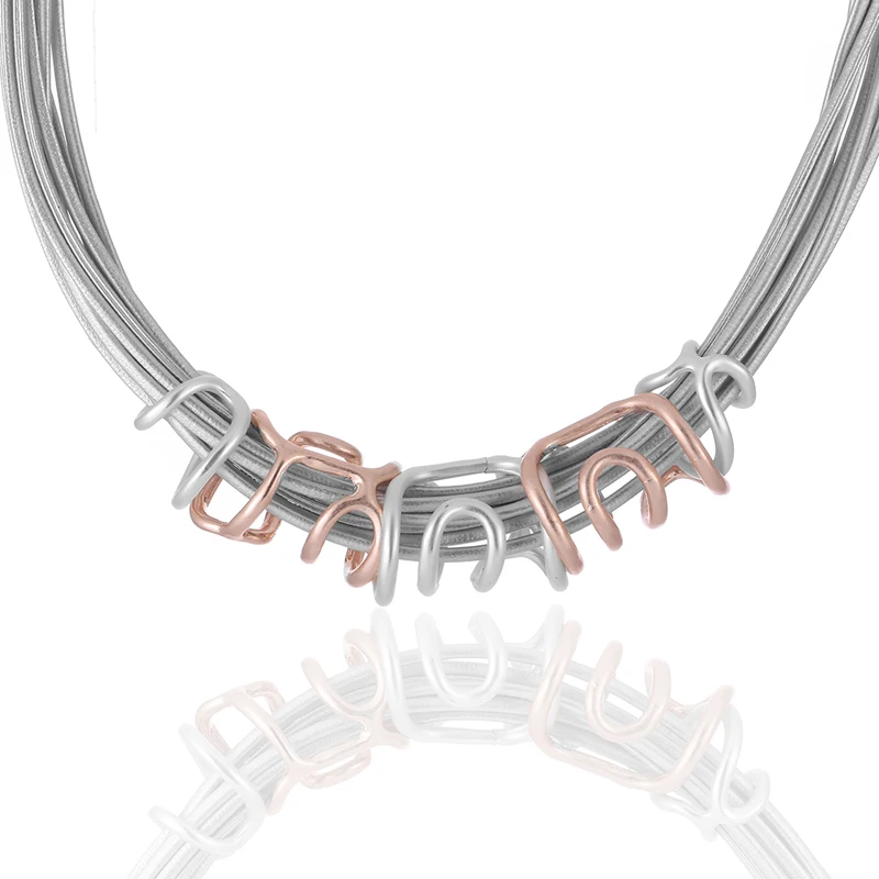 

Unique Gifts On The Web Stunning Silver Chunky Large Spiral wrap Metal Wire Black Leather Cord Fashion Jewellery Necklace