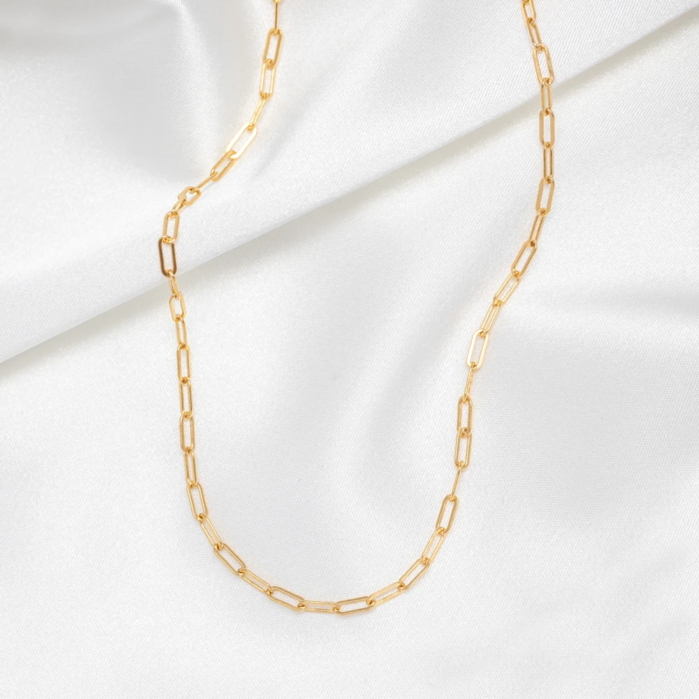 EManco Trendy 50cm Paperclip Link Long Chain Necklace Women Men 316L Stainless Steel Titanium 14K Gold Plating Environmental