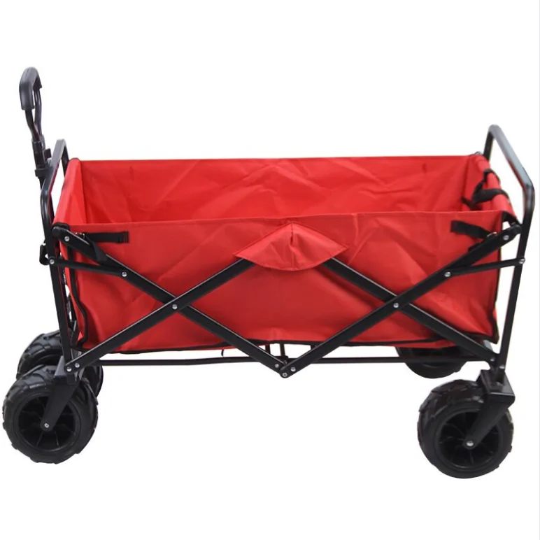 

Amazon Hot Seller Outdoor Portable Shopping Garden Hiking Beach Wagon Hand Carts Folding Wagon, Red,customize