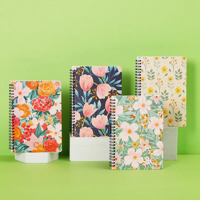 

Wholesale flower hardcover student spiral coil notebook a5