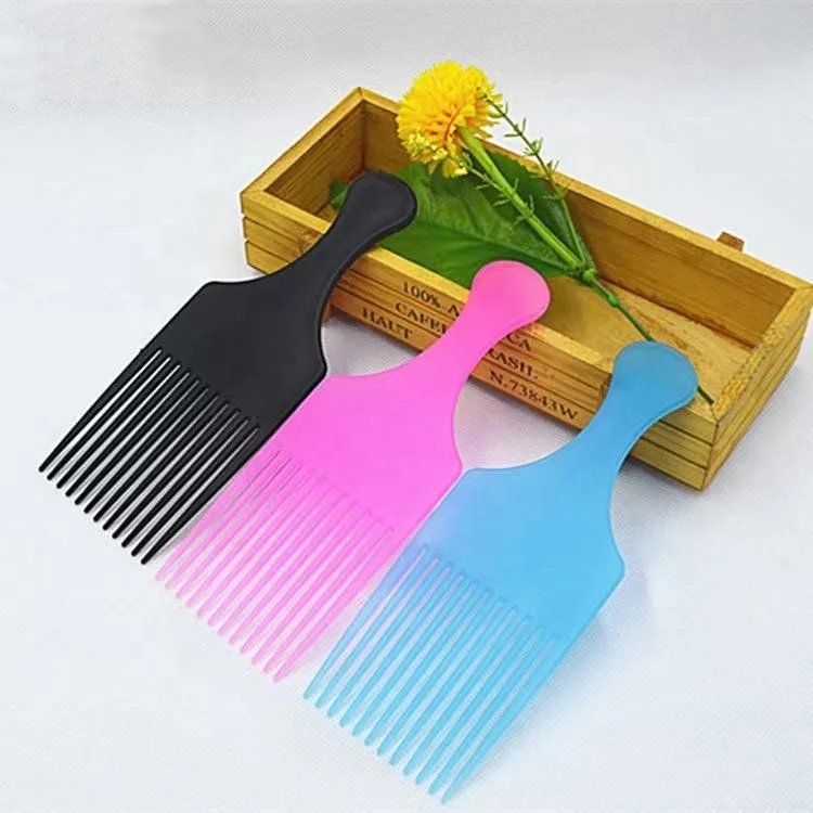 

Quality wide tooth colorful private label cheap professional plastic wide hair pick comb