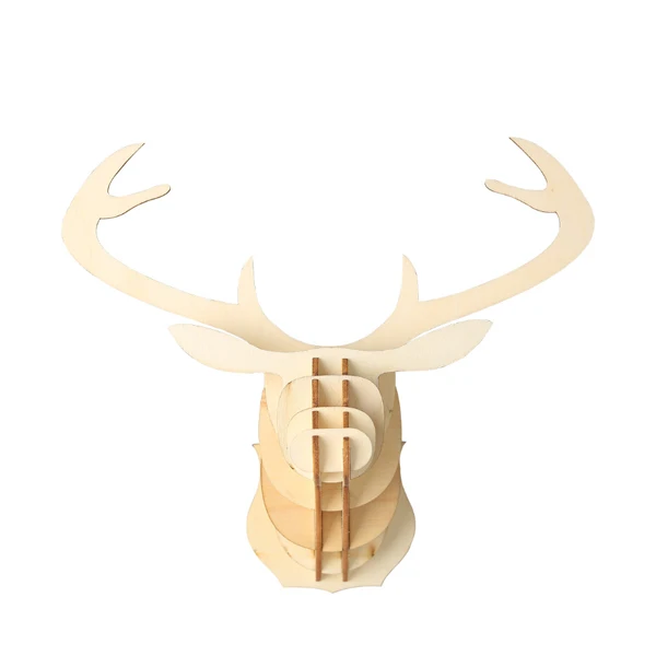 

3D Wooden Puzzle Model Elk Deer Head Wall Decor Animal Sculpture Ornament Wall Art Decor