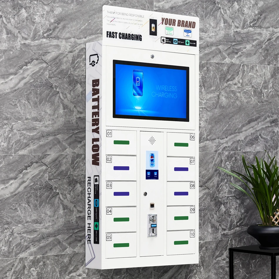 
coin operated cell phone charging kiosk / mobile phone charging locker station 