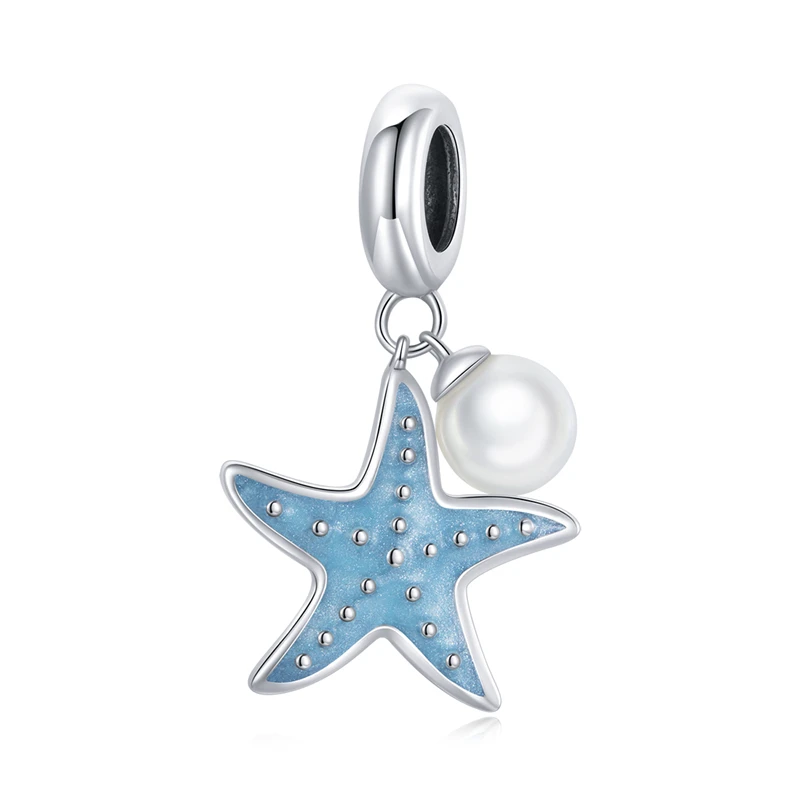 

SCC1807 Lovely charms 925 sterling silver blue starfish pendant jewelry