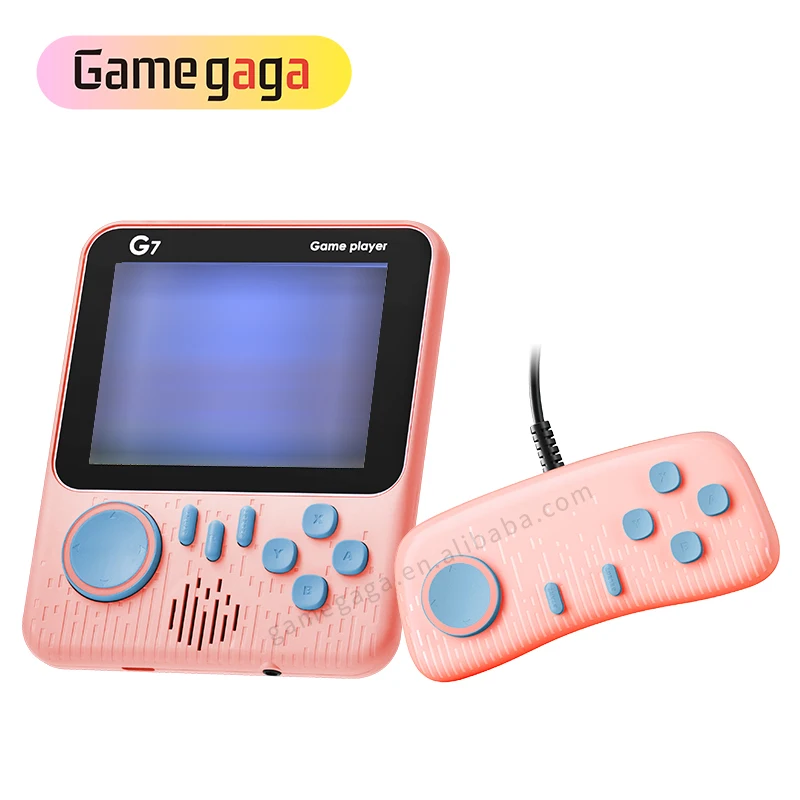 

G7 3.5 Inch LCD Screen Handheld Game Player Double Players Portable Retro Mini Game Console 600 Classic Games For Nes, Pink blue green yellow gray