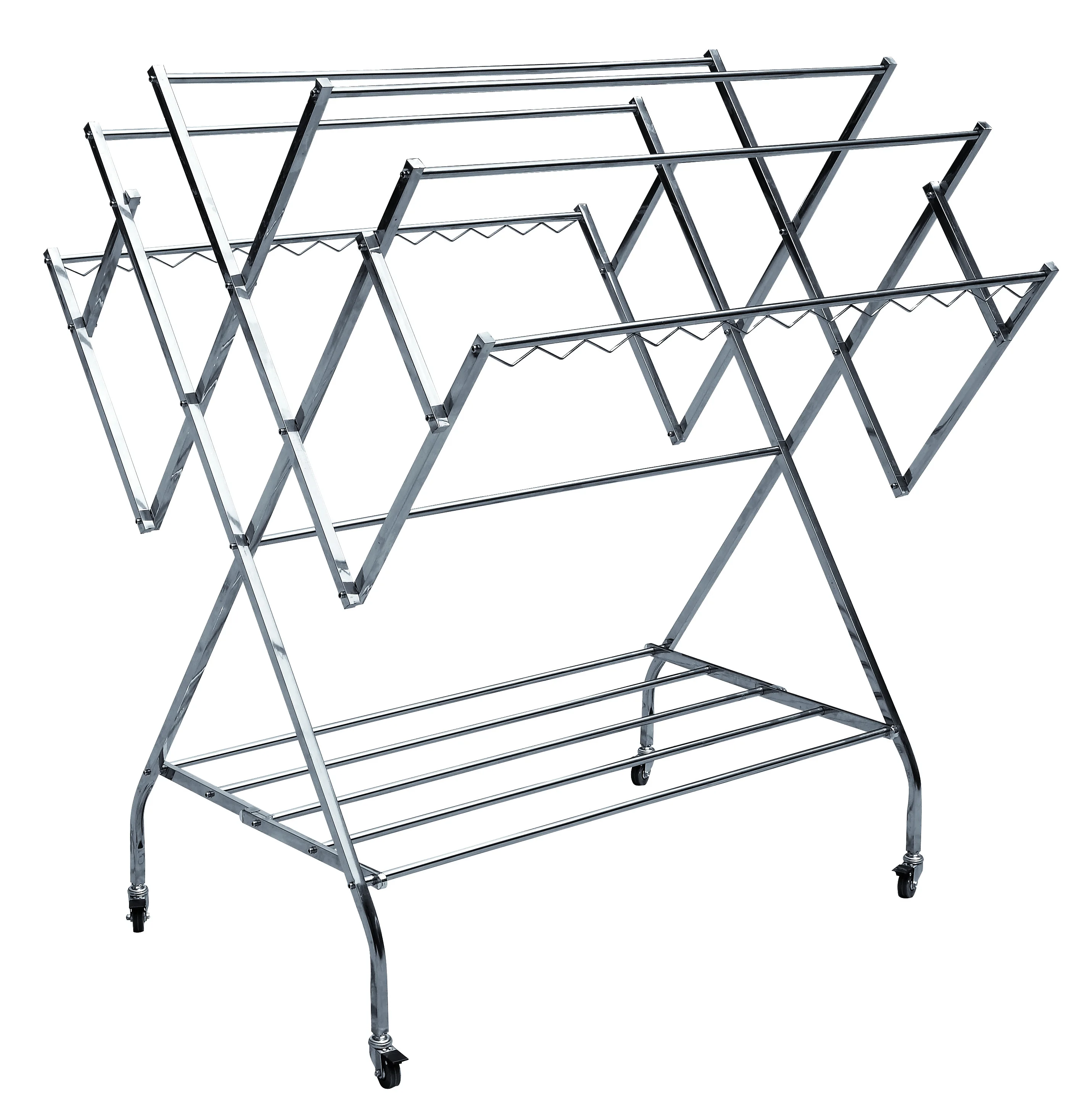 

Customizable furniture Outdoor custom foldable clothes hangers Stainless Steel clothes dry stand W-type display clothes racks