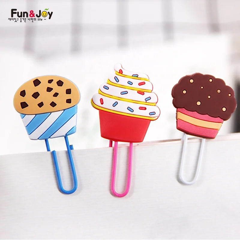 
Fun&Joy paper bookmarks ice cream Soft PVC Rubber Cartoon Character paper clip For Children Gifts 