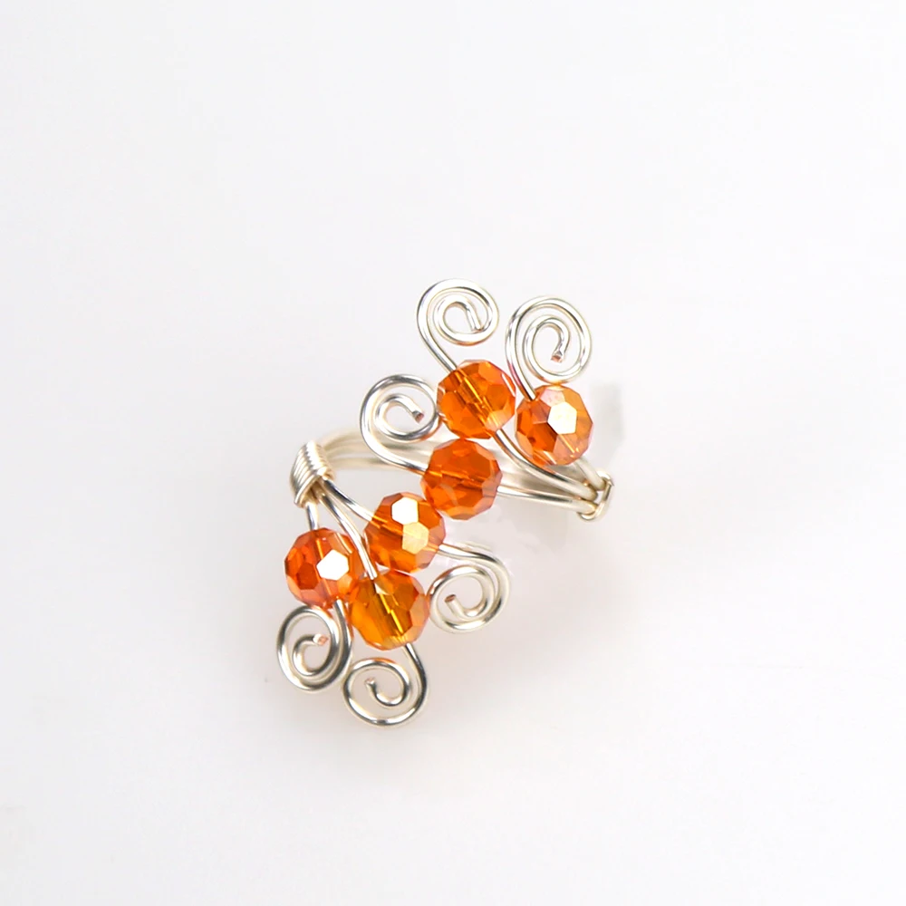 

Handmade Crystals Bead Wire Wrapped Multi Color Ring For Women Jewelry, Picture