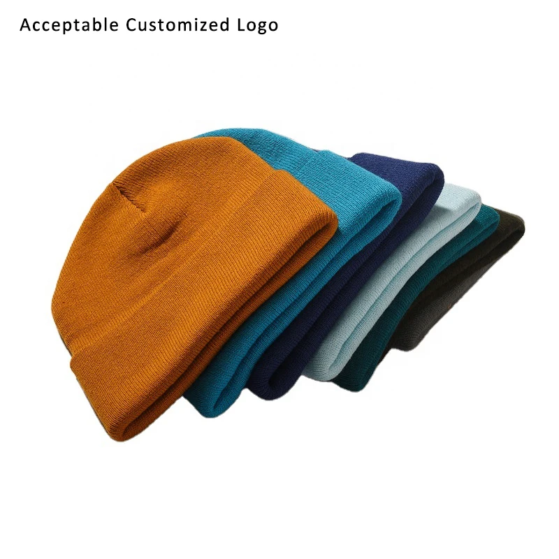 

MIO Custom 65 Colors In Stock 100% Acrylic knit hat winter custom knitted beanies Adults Plain Toque Knitted Woven Label Beanie