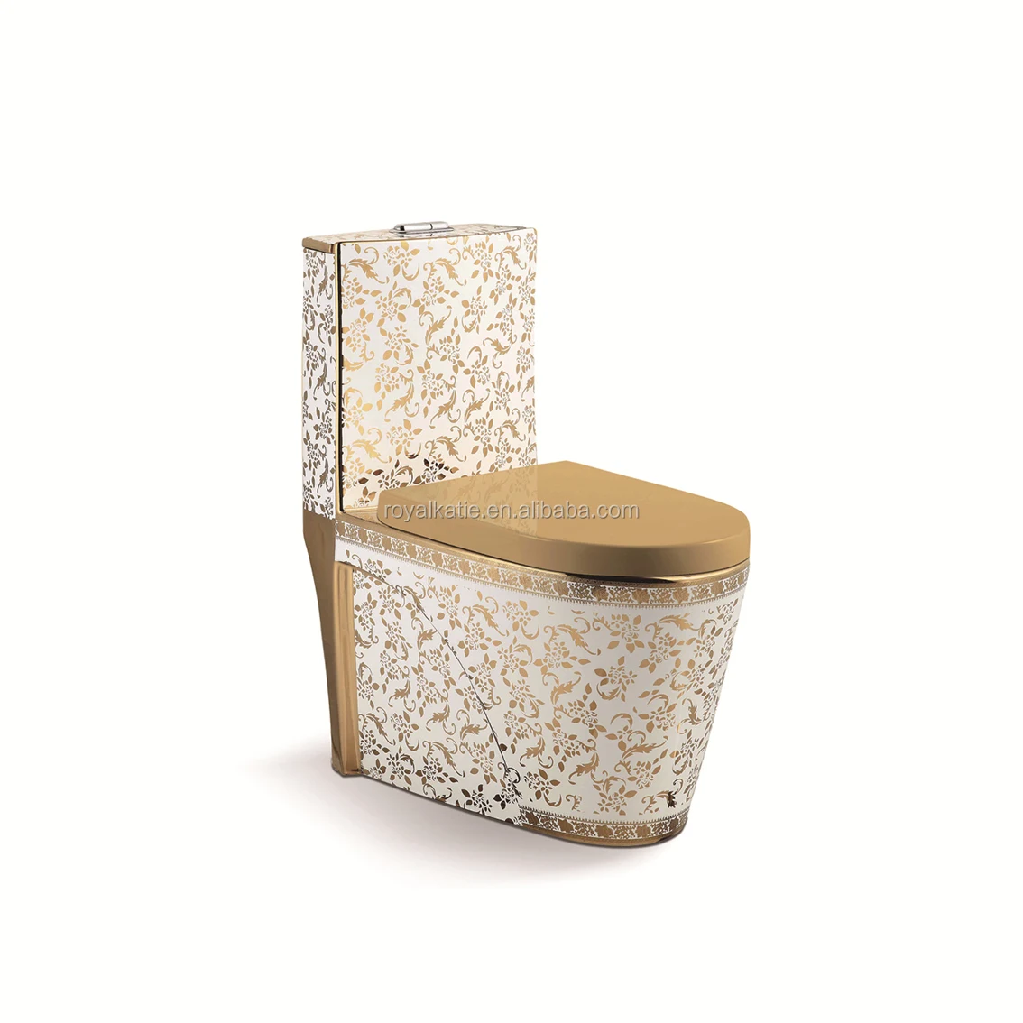 Chaozhou Factory Golden High Quality Bathroom Wc One Piece Washdown Ceramic Gold Plated Toilet 4662