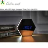 NO.923 - Mirror LED Clock Multi Functioned Hexagon Shape Digital Desk Clock with Function of LED Night Light