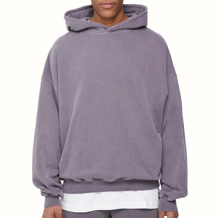 Men's 100% Cotton Custom Logo Blank Knitted Lined Print Fleece Hooded Sweatshirt Drop Shoulder Hoodies Pullover Heavyweight