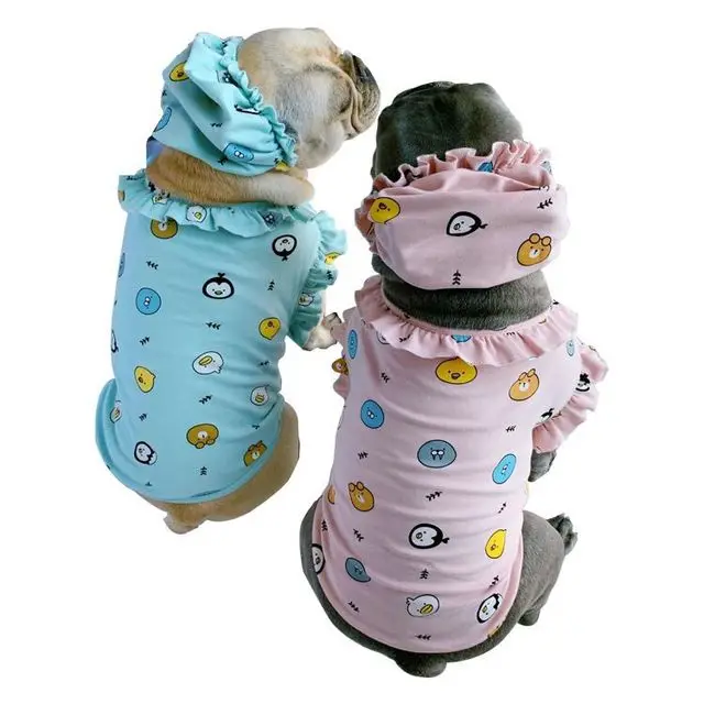 

Spring and summer new style cotton cute anti-mosquito French bulldog fat dog clothing pajamas set