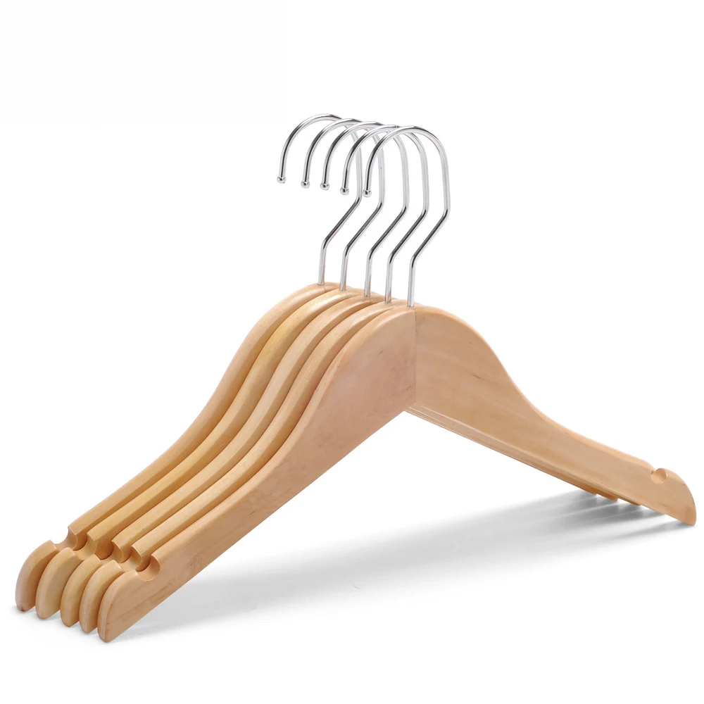 

hot models clothes hangers Notches wooden Shirt Hanger women wooden clothes coat hanger, Natural or other colors