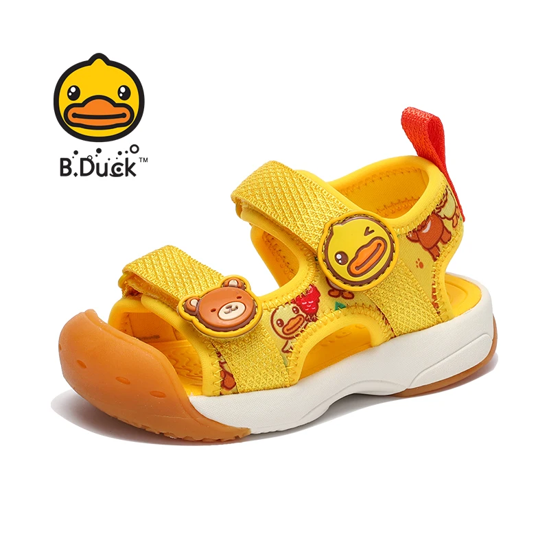 

Flat Wholesale BDUCK Summer EVA Collision Girls Yellow Sandal for Kids Sandals, Beige,yellow,dark blue