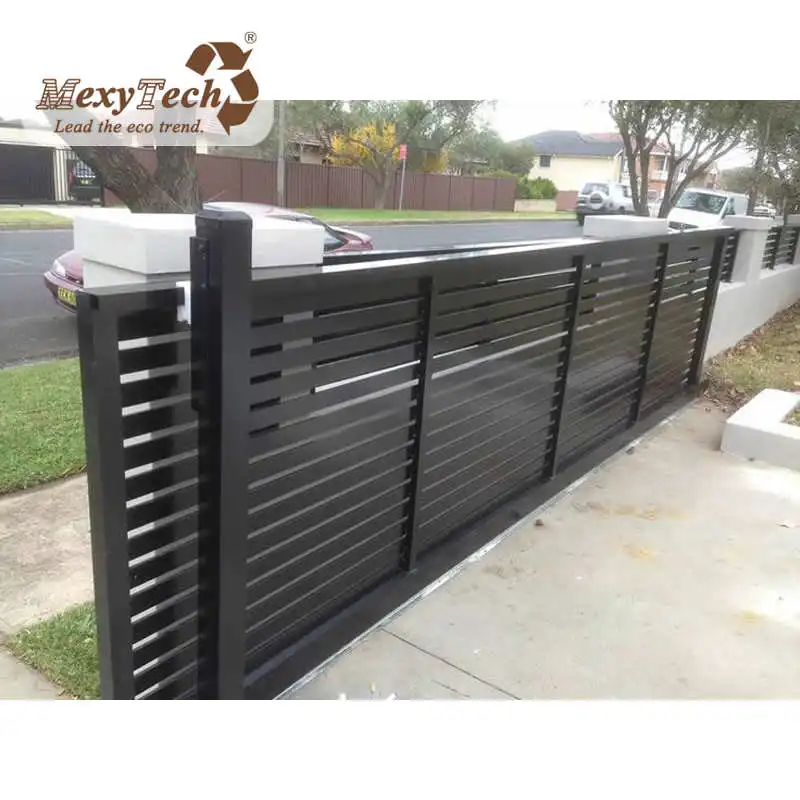 

Wholesale wpc fence panel with electric garden fence door, Coffee,teak,dark grey