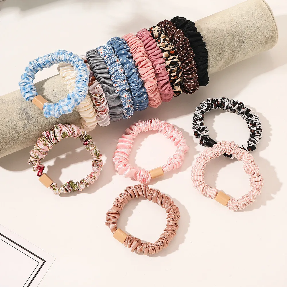

New Korea Women Scrunchies Hair Ties 30 Colors Design Silk Satin Scrunchies for Ponytail Holder For Lady