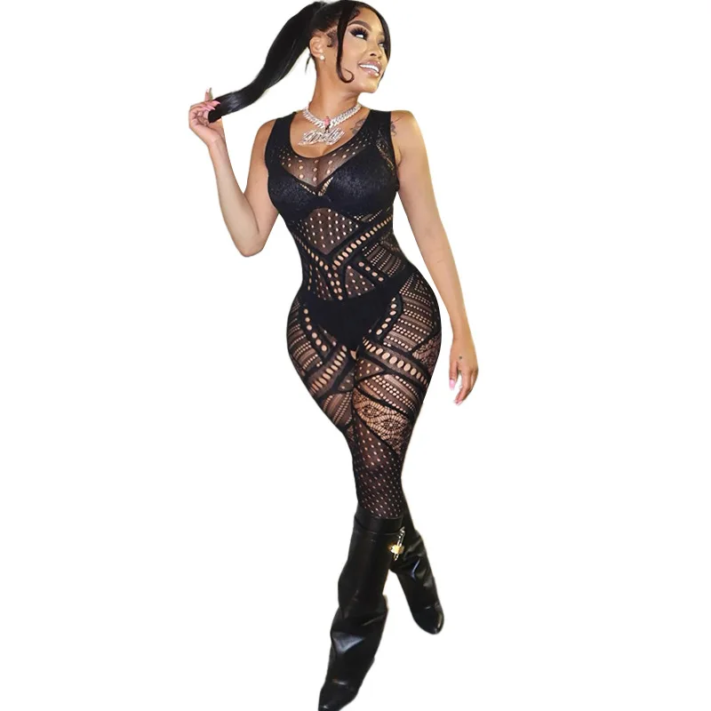 

2022 New Design Hot Sell Women's Trousers Sleeveless Lace One Piece Jumpsuit Women