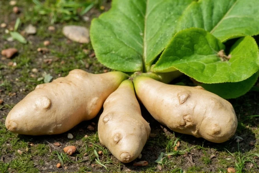 Ginger rhizome planting diagram showing proper depth and orientation with eyes facing upward in well-draining soil