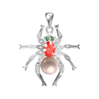 

animal design spider pendant pearl mounts halloween men jewellery silver spider style pendant 925 solid silver jewelry