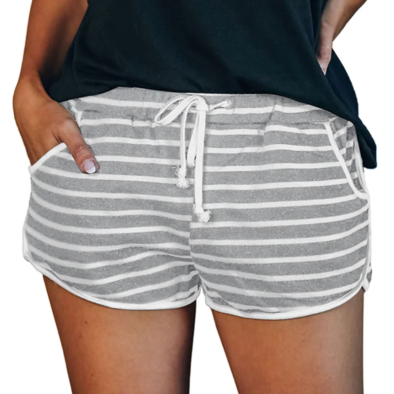 

Women's Shorts Summer Loose Casual Striped Cotton Blend Pocketed Comfortably Plus Size Shorts For Women