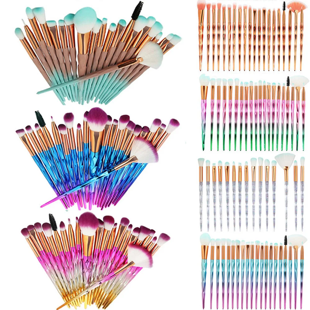 

Promotional Rainbow Eye Cosmetic Makeup Brush Set Diamond Handle 20PCS Blending Eyeshadow Make Up Brushes Professional