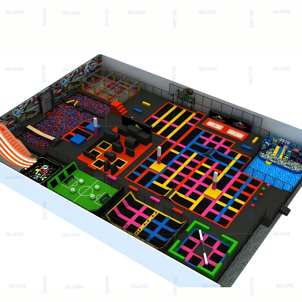 

2021 QILONG new design children and altitude urban indoor jump trampoline park
