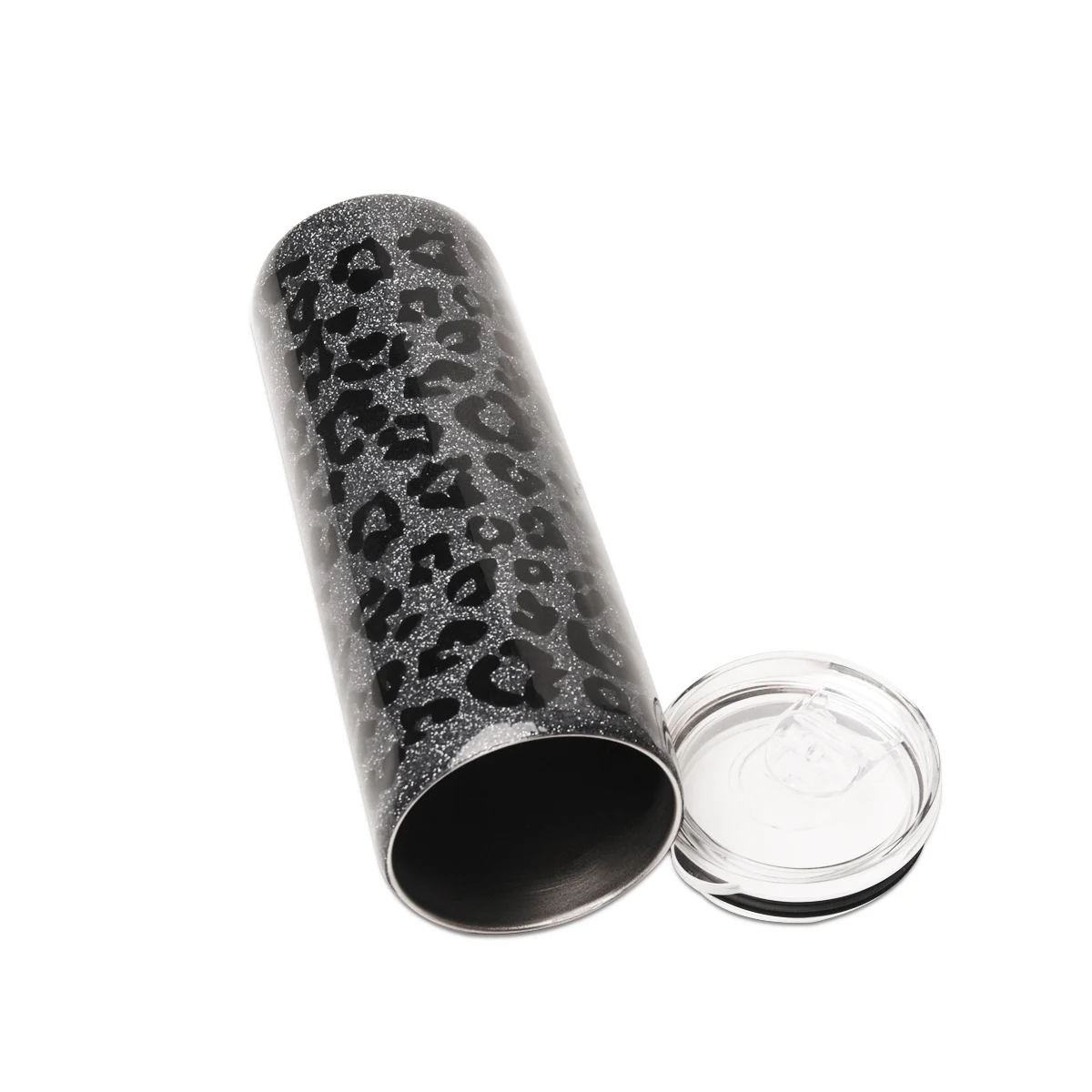 

DOMIL wholesale Handmade 20oz Resin Epoxy Glitter Crystal Black Leopard Printed Cups Double Wall Vacuum Tumbler with Slide Lid