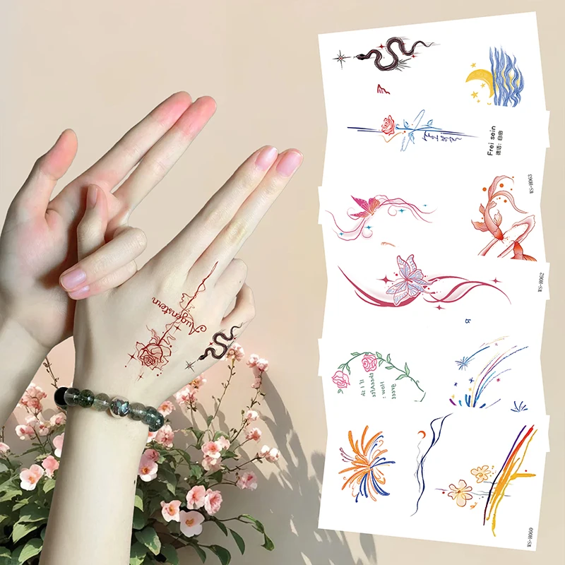 New Romantic Fingertip Tattoo Stickers White Paper Arm Face Clavicle Waterproof Sweat-Resistant Temporary Tattoos Women Men