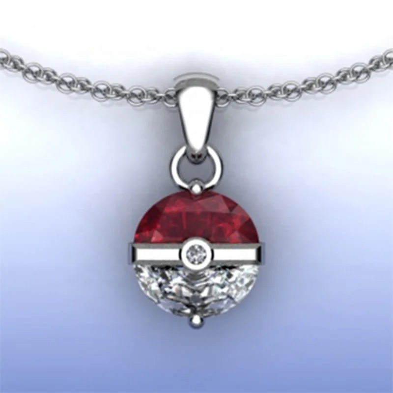 

Long Chain Necklaces For Women Red Crystal Necklaces Pokemon Pendant Necklaces Jewelry Clavicle Chain Collier Gifts