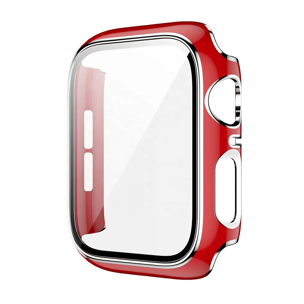 

2021 Amazon Hot For Apple Watch case Hard Full Cover Tempered Glass Protector for iwatch 6 5
