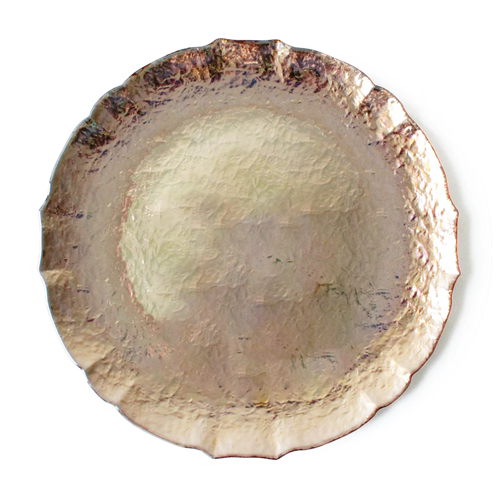 

2019 Wholesale luxury 13inch gold glass decoration charger plate for wedding, Gold,silver,black,white,red