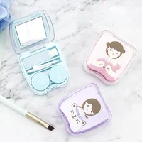 

Beauty Portable Plastic Mini Box Eyes Care Square Contact Lens Case With Mirror