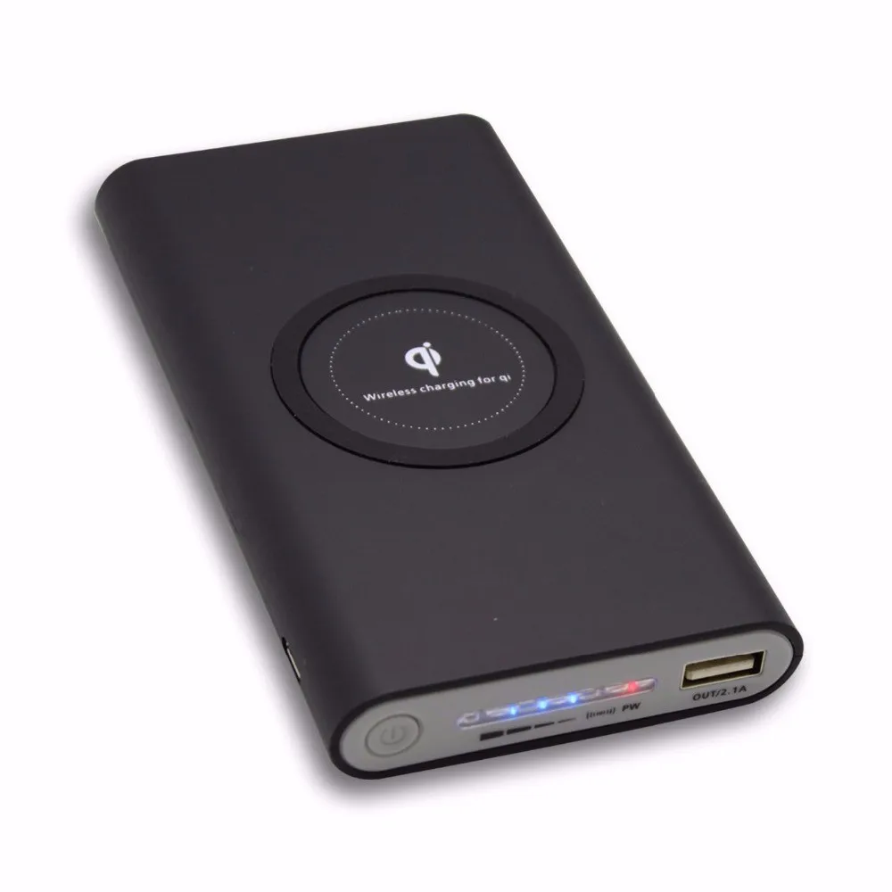 

qi fast wireless portable charger 10000mah, Black, white and gray
