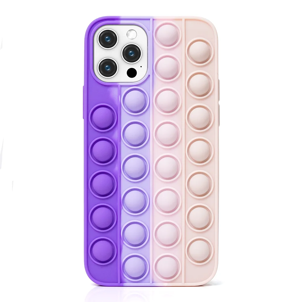 

Rotates To Push The Bubble To POP Up The Sensual Toy Multi Color Shockproof Silicone Cover POP It Phone Case For iPhone 12 Pro