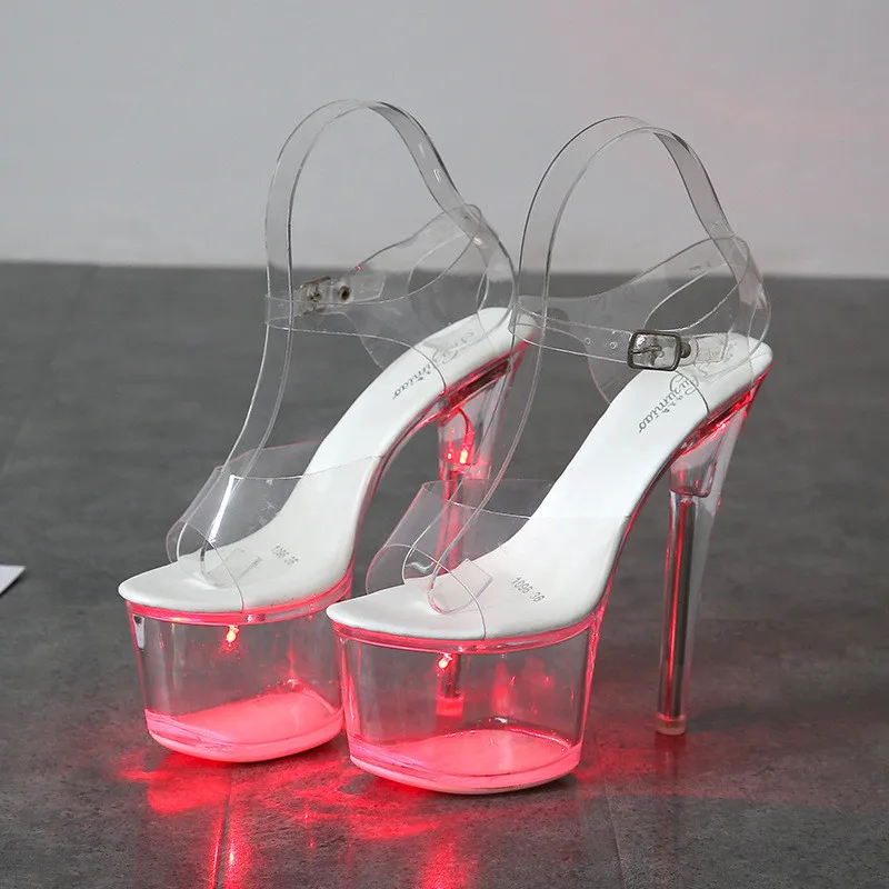 

Sexy Luminous High Heel Sandals Nightclub Stripper Platform Shoes Ladies Pole Dance Shoes, Colored lights